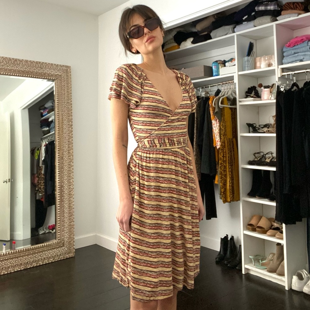 BCBGeneration Henna Striped Wrap Dress